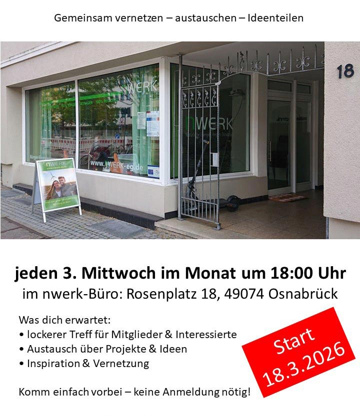 nwerk-Stammtisch, Treff für Mitglieder und Interessierte