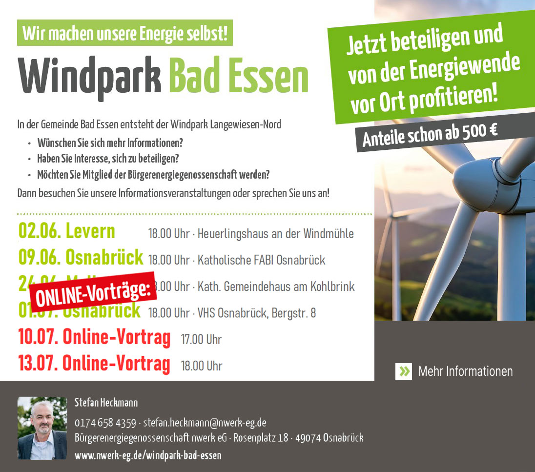 Bürgerbeteiligung am Windpark Bad Essen