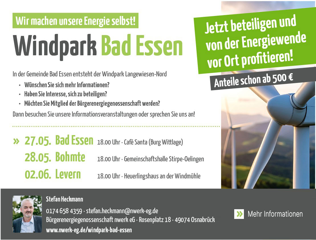 Bürgerbeteiligung am Windpark Bad Essen
